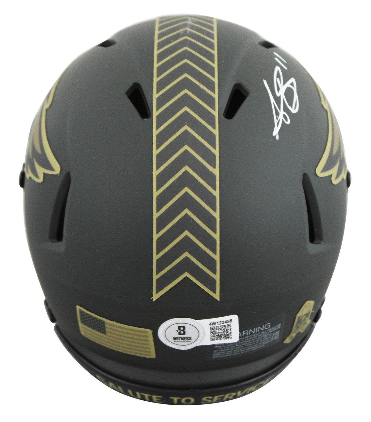 Eagles A.J. Brown Signed Salute to Service IV Speed Mini Helmet W/ Case BAS Wit