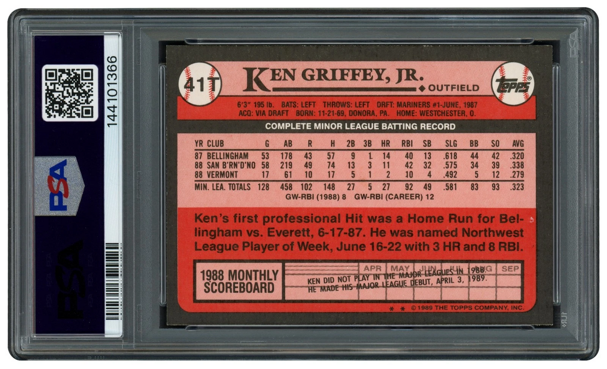 Ken Griffey Jr. Signed 1989 Topps Traded RC 41T Seattle Mariners Sig 10 PSA/DNA