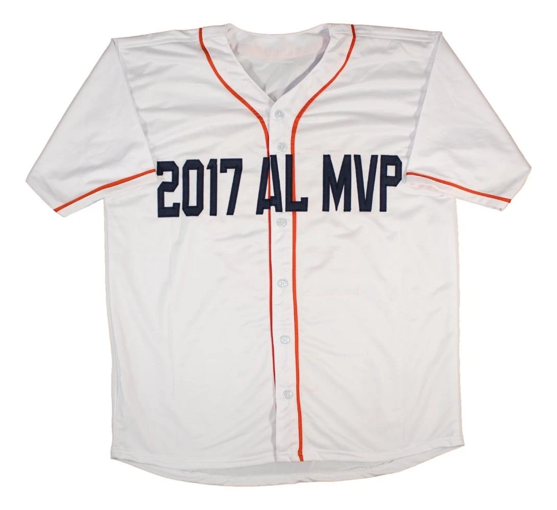 Jose Altuve Houston Signed White Baseball Jersey 17 AL MVP BAS