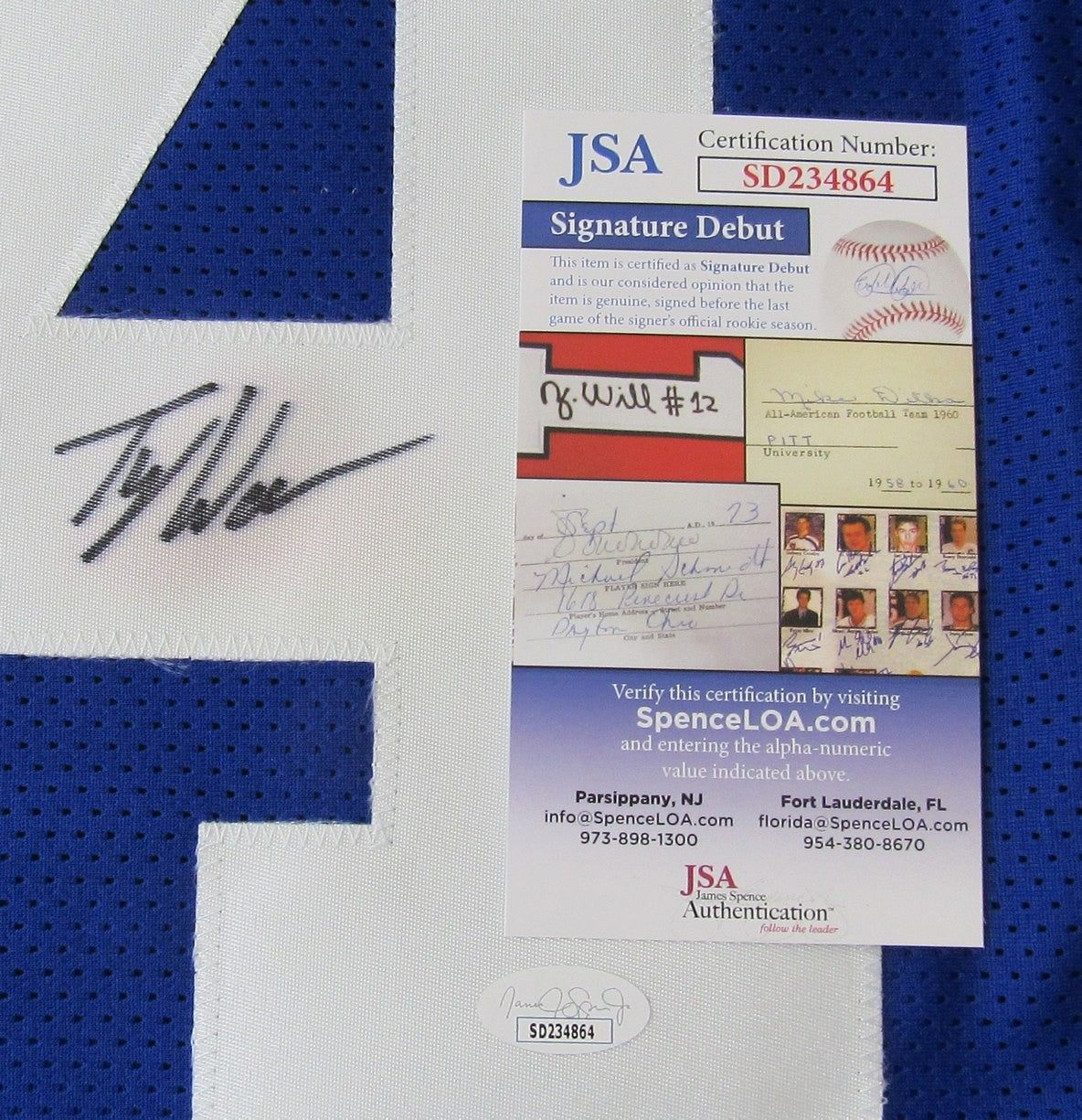 Tyler Warren Indianapolis Colts Pro-Style Custom Sewn Jersey JSA 201625