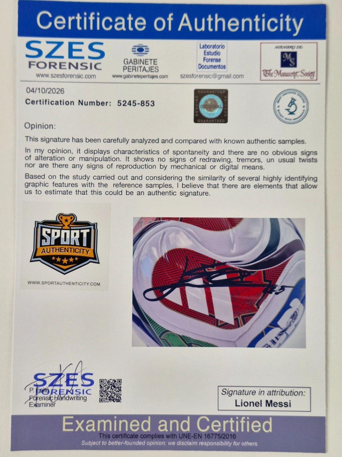 Lionel Messi Argentina National Team Autographed FIFA 2026 World Cup Pro Official Soccer Ball With Case