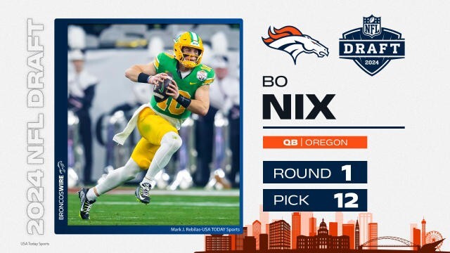 Bo Nix Signed Denver Broncos Jersey (Beckett) 2024 1st Round Pick / #12 Overall