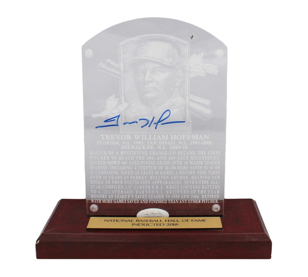 Trevor Hoffman Signed National Baseball Hall of Fame Plaque with Stand