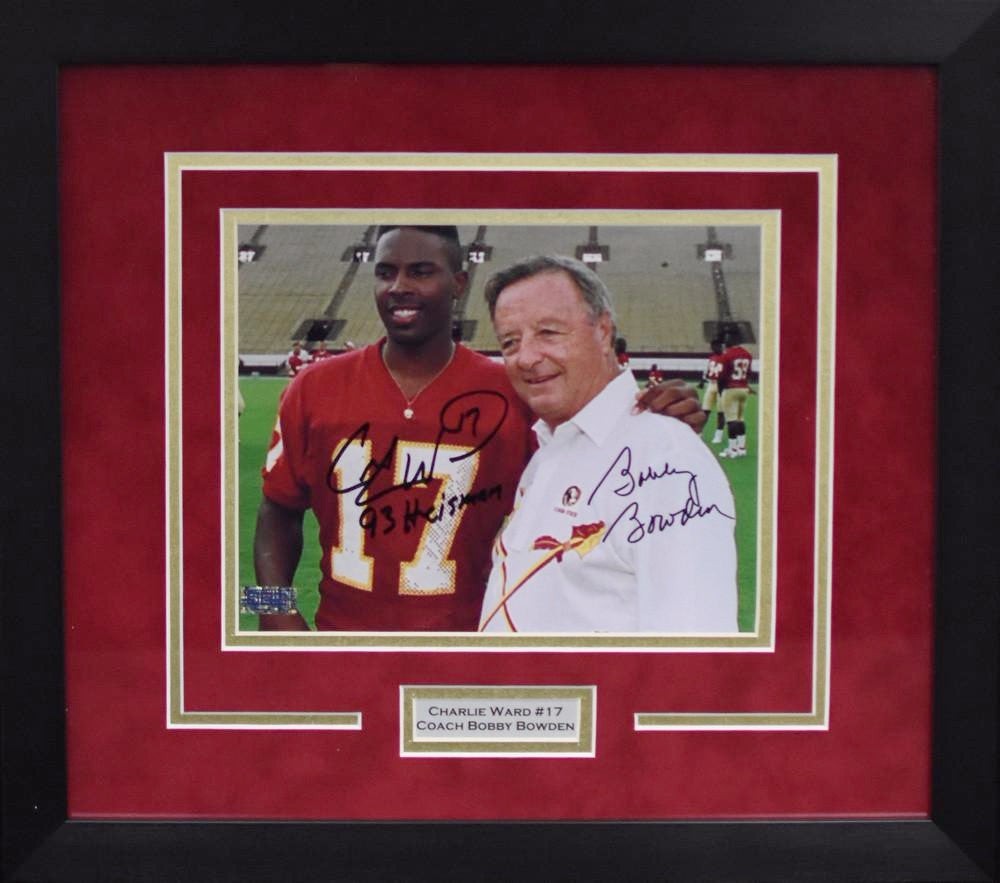 BOBBY BOWDEN & CHARLIE WARD SIGNED FLORIDA STATE SEMINOLES 8x10 FRAMED PHOTO