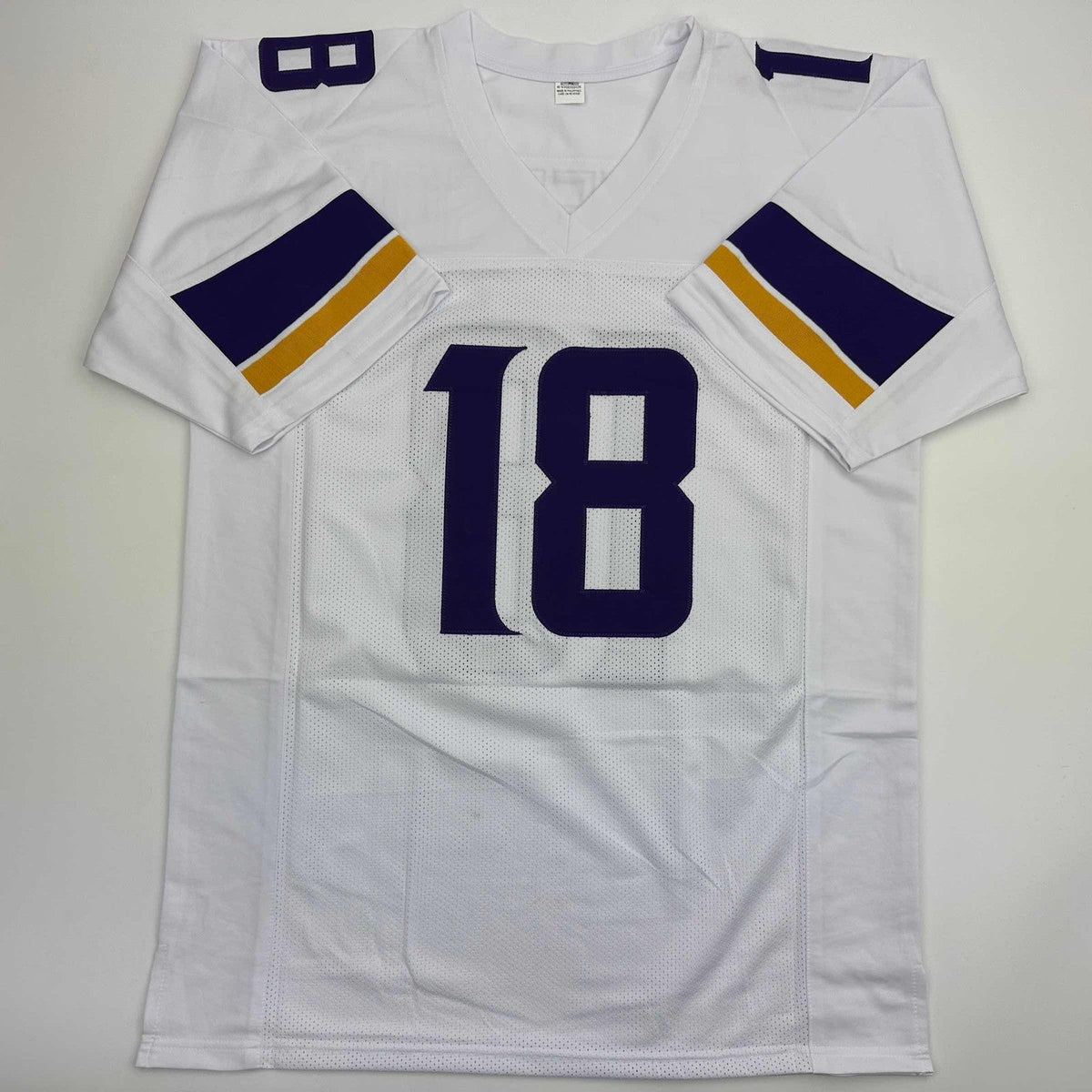 Autographed/Signed JUSTIN JEFFERSON Minnesota White Football Jersey JSA COA Auto