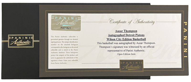 Ausar Thompson Autographed Detroit Pistons City Edition Wilson Basketball Panini