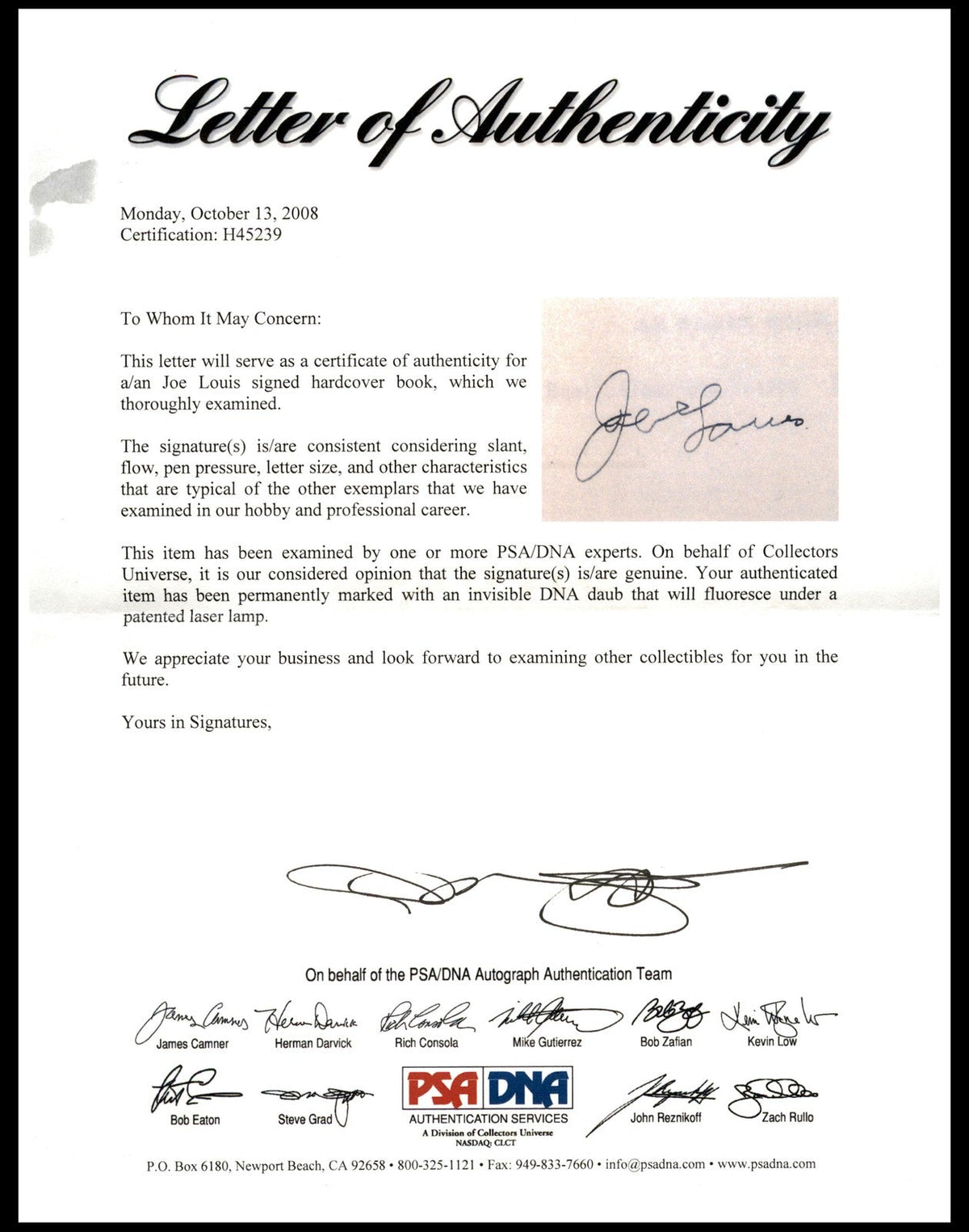Joe Louis Auto My Life Story Autobiography Book Heavyweight Champ PSA/DNA H45239