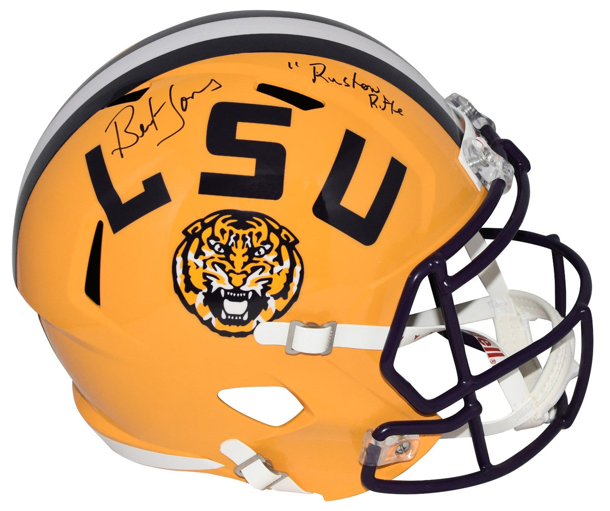 BERT JONES AUTOGRAPHED LSU TIGERS FULL SIZE SPEED HELMET W/ RUSTON RIFLE