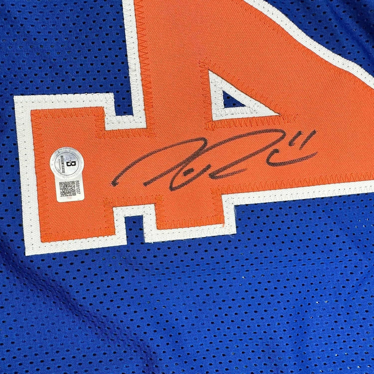 Framed Autographed/Signed Nate Robinson 35x39 New York Blue Jersey Beckett COA