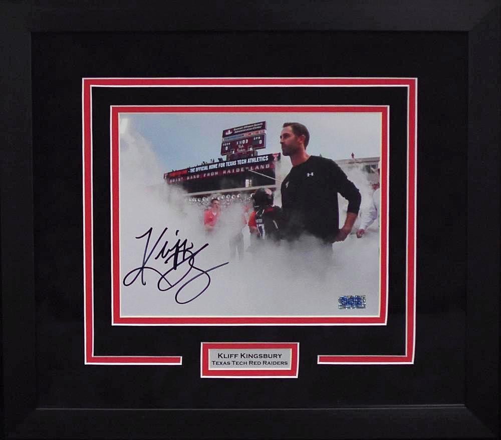 KLIFF KINGSBURY AUTOGRAPHED TEXAS TECH RED RAIDERS 8x10 FRAMED PHOTO COA