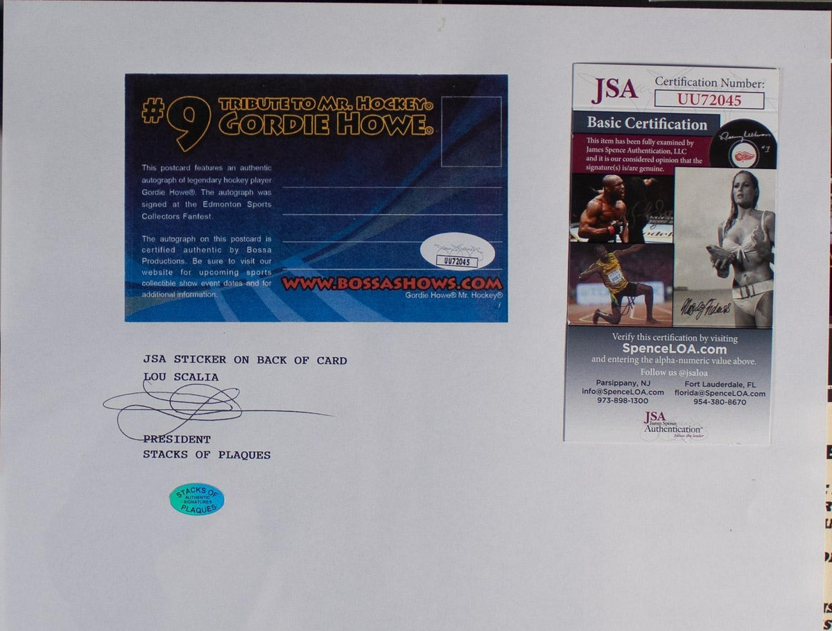 Gordie Howe Signed Card in a 14x18 Matted Display (JSA COA) Detroit Red Wings
