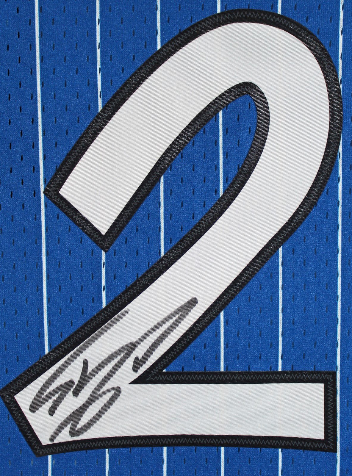 Magic Shaquille O'Neal Signed Blue M&N 1994-95 HWC Swingman Framed Jersey BAS W