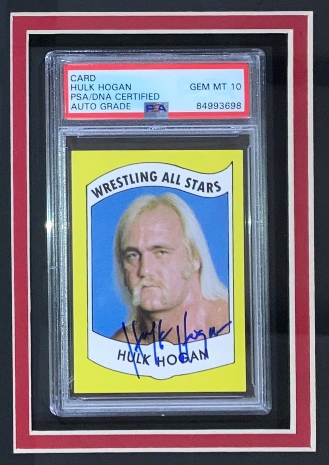 Hulk Hogan Signed Framed RP 1982 Wrestling All Stars Rookie Card #2 PSA Auto 10