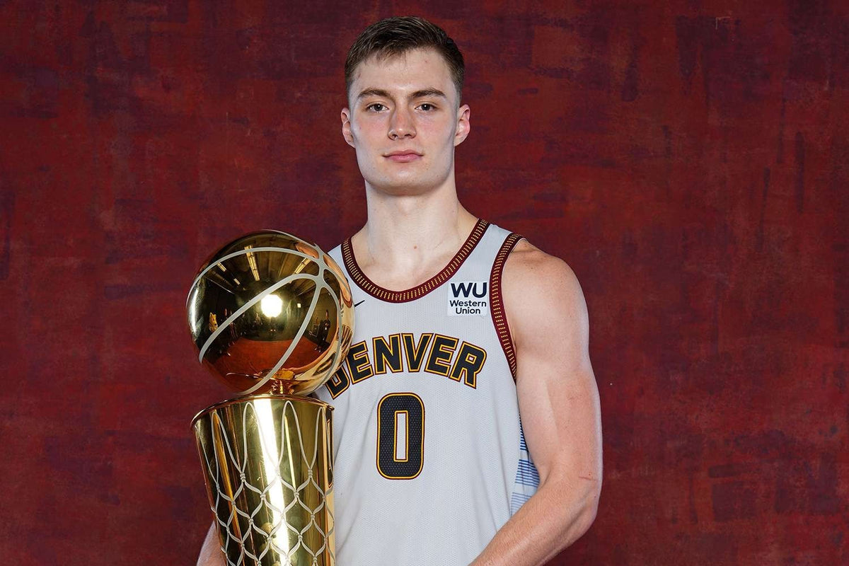 Christian Braun Signed Denver Nuggets Throwback Jersey (Beckett) 2023 Champion