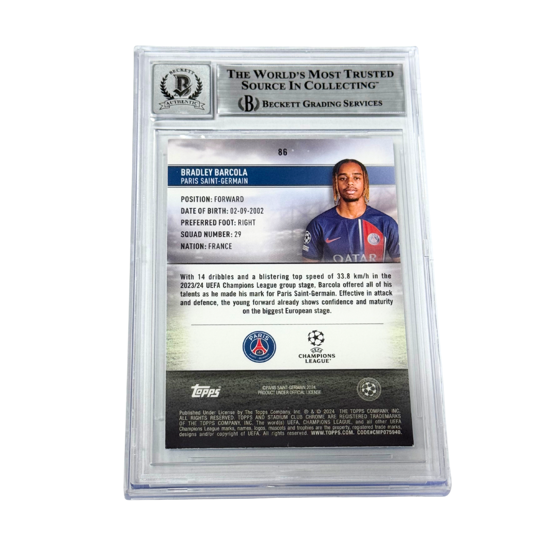 Bradley Barcola Signed 2023-24 Topps Stadium Club Chrome Members - BGS 10 Auto