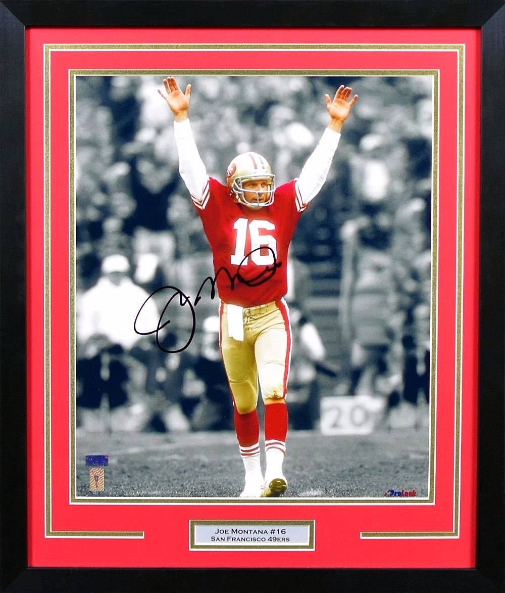 JOE MONTANA AUTOGRAPHED SAN FRANCISCO 49ERS 16x20 FRAMED PHOTO COA