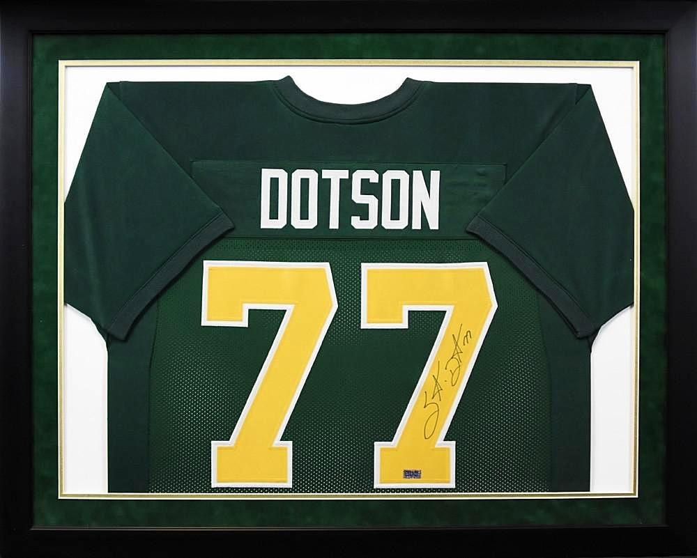 SANTANA DOTSON SIGNED BAYLOR BEARS #77 GREEN FRAMED JERSEY COA