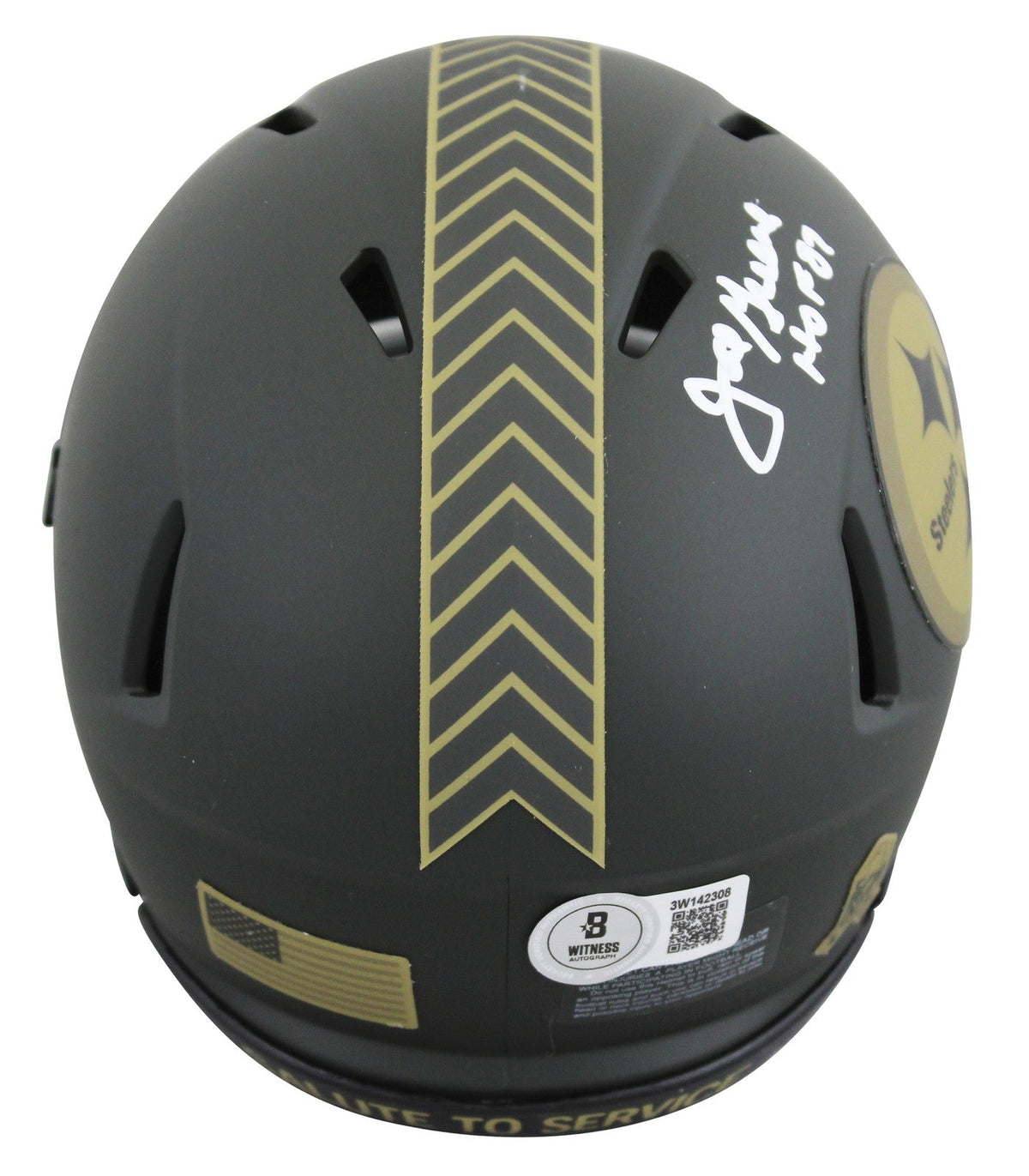 Steelers Joe Greene "HOF 87" Signed STS IV Speed Mini Helmet W/ Case BAS Witness