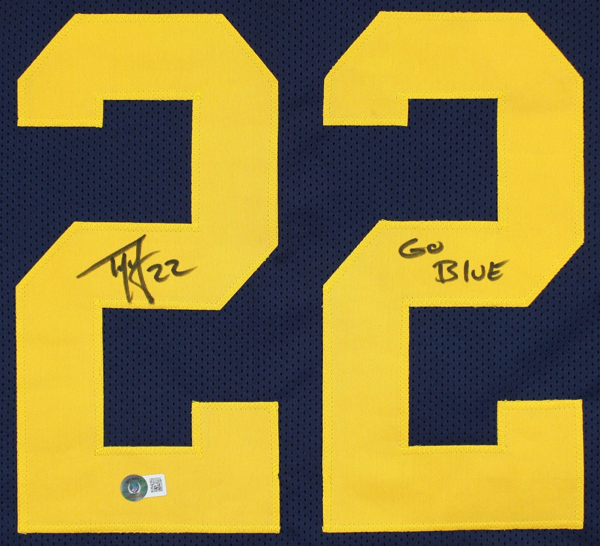 Michigan Ty Law "Go Blue" Signed Navy Blue Pro Style Framed Jersey BAS Witnessed