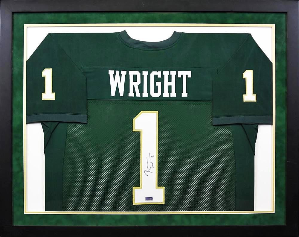 KENDALL WRIGHT AUTOGRAPHED BAYLOR BEARS #1 GREEN FRAMED JERSEY COA