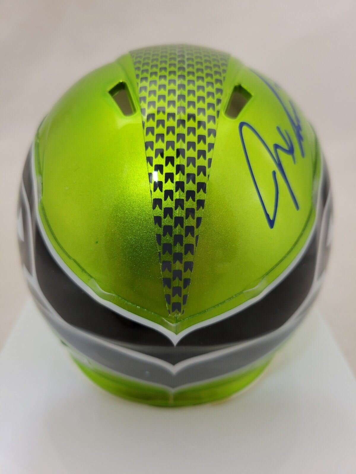 JAXON SMITH-NJIGBA SIGNED SEATTLE SEAHAWKS FLASH SPEED MINI HELMET FANATICS QR