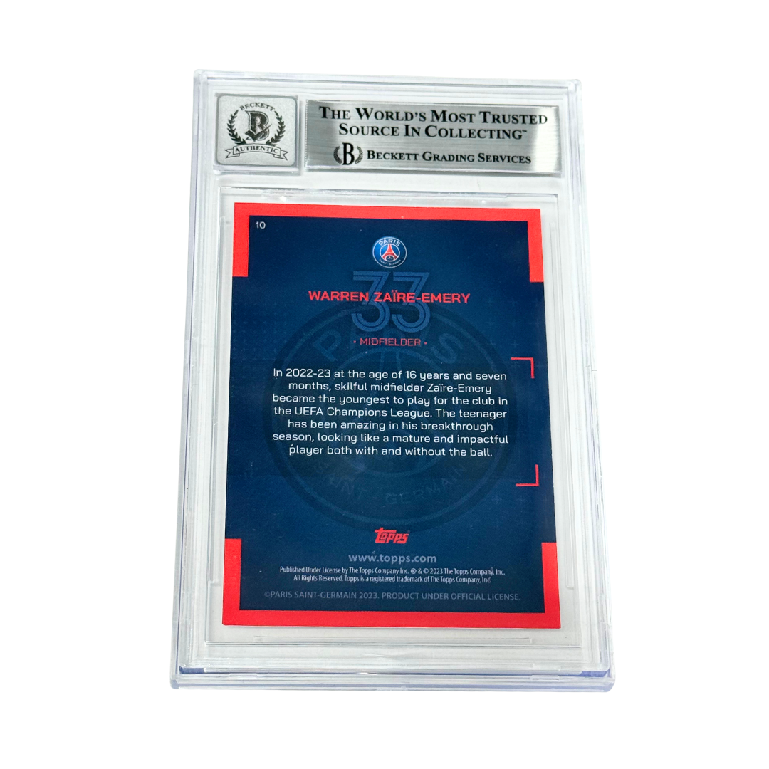 Warren Zaire-Emery Signed 2022-23 Topps PSG Rookie #10 - BGS 10 Autograph