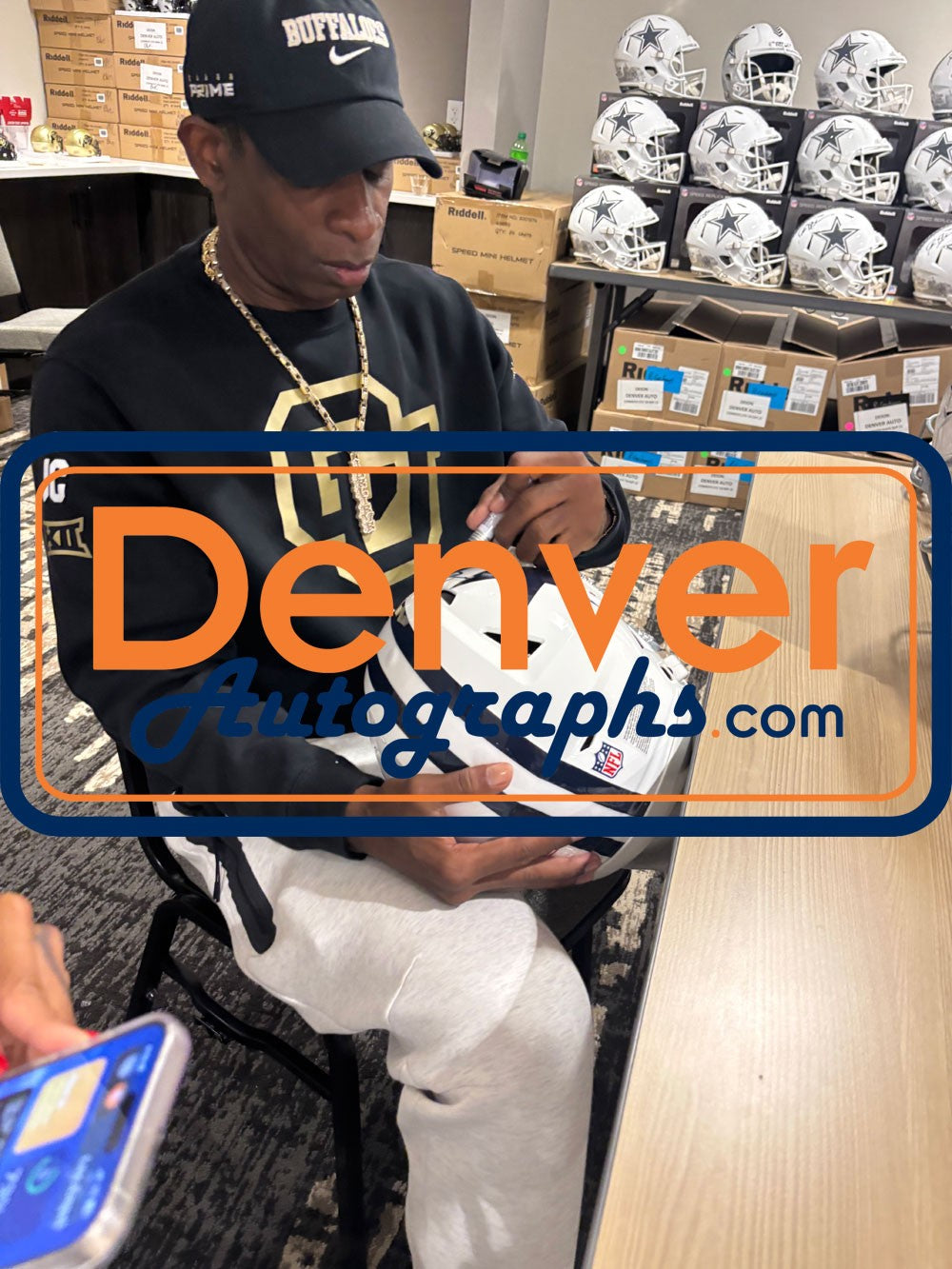 Deion Sanders Signed Dallas Cowboys Speedflex TB Helmet Beckett Witness 51753