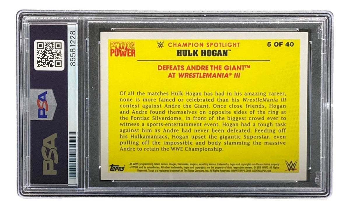 Hulk Hogan Signed 2015 Topps WWE Wrestlemania #5 Trading Card PSA