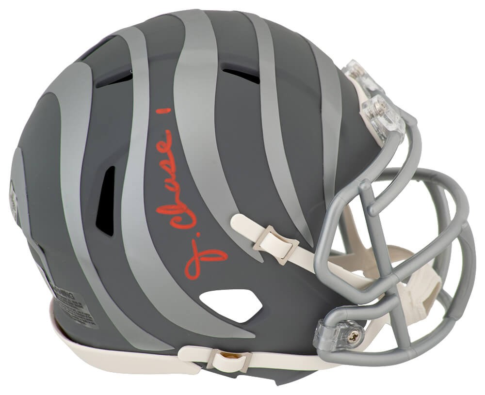 Ja'Marr Chase Signed Bengals SLATE Riddell Speed Mini Helmet - (BECKETT COA)