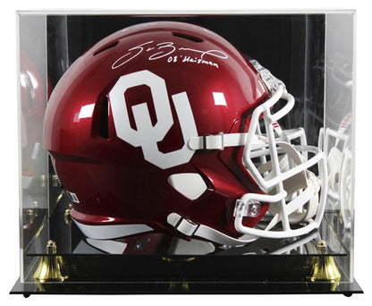 Oklahoma Sam Bradford "2008 Heisman" Signed F/S Speed Rep Helmet W/ Case BAS Wit