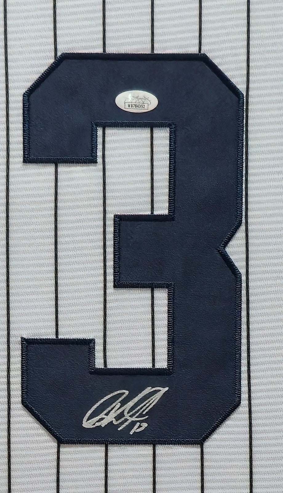 FRAMED N.Y. YANKEES JAZZ CHISHOLM JR AUTOGRAPHED SIGNED INSC JERSEY JSA COA