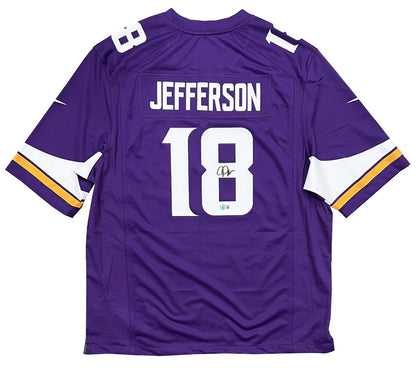 Justin Jefferson Minnesota Vikings Signed Purple Nike Game Jersey BAS Beckett