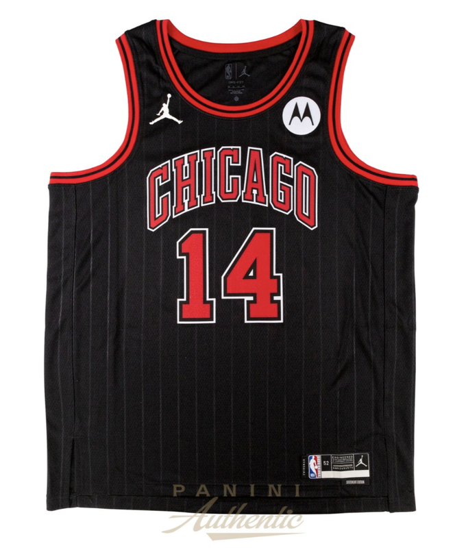 Matas Buzelis Autographed Chicago Bulls Black Statement Edition Jersey Panini