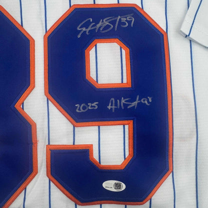 Autographed/Signed Edwin Diaz 2025 All-Star New York Pinstripe Jersey JSA COA