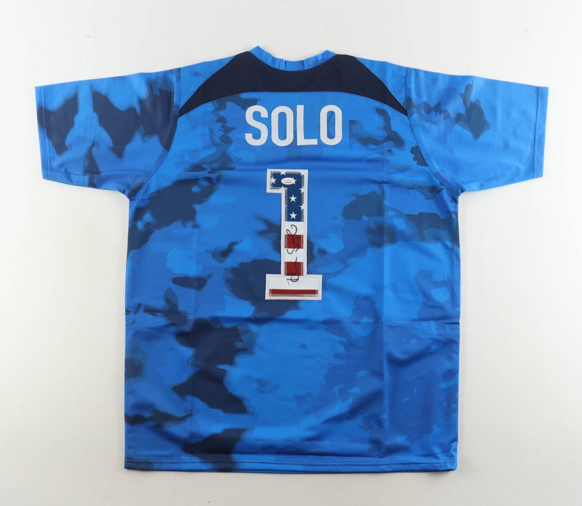 Hope Solo Signed Team USA Women's Soccer Gradient Blue Jersey (JSA COA) Goalie