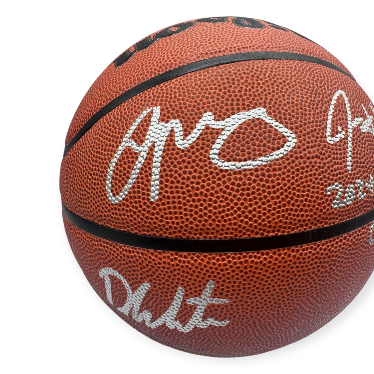 Jayson Tatum, White & Holiday Autographed Basketball 2024 Olympic Gold Inscribed