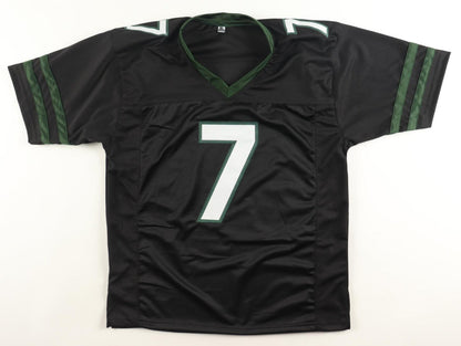 Justin Fields Signed New York Jets Black/Green Jersey (Beckett) Ex-Ohio State QB