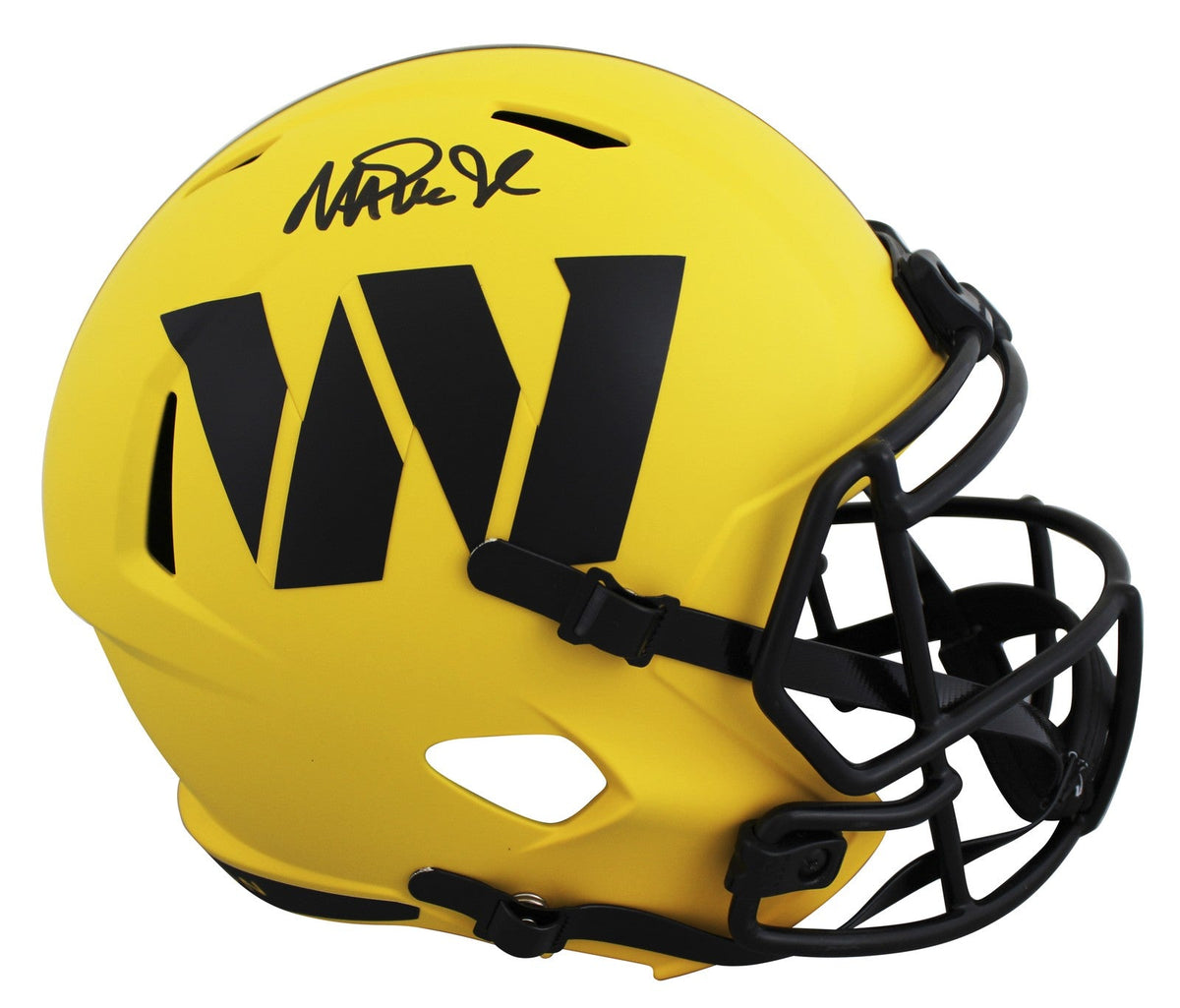 Commanders Magic Johnson Signed Rave F/S Speed Rep Helmet w/ Black Sig BAS Wit