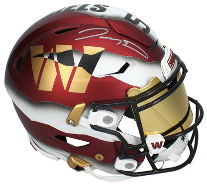 Jayden Daniels Autographed Custom Ripped Commanders Speedflex Helmet Fanatics