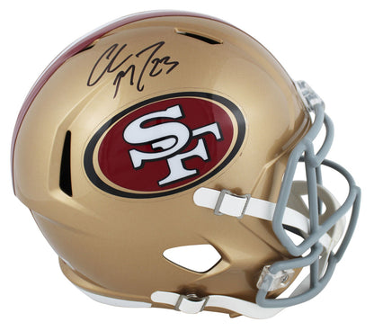 49ers Christian McCaffrey Authentic Signed Full Size Speed Rep Helmet BAS Wit