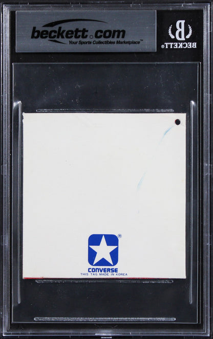 Larry Bird & Magic Johnson Signed Converse Weapon Shoe Tag Auto 10! BAS Slab 2
