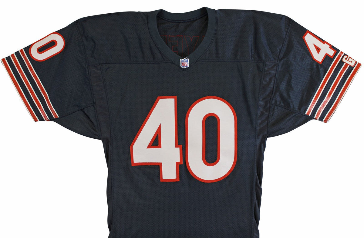 Bears Gale Sayers "Best Wishes" Signed Navy Blue Champion Jersey BAS #BV01101
