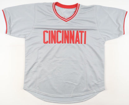 George Foster Signed Cincinnati Reds Road Jersey Inscribed "77 NL MVP"(Schwartz)