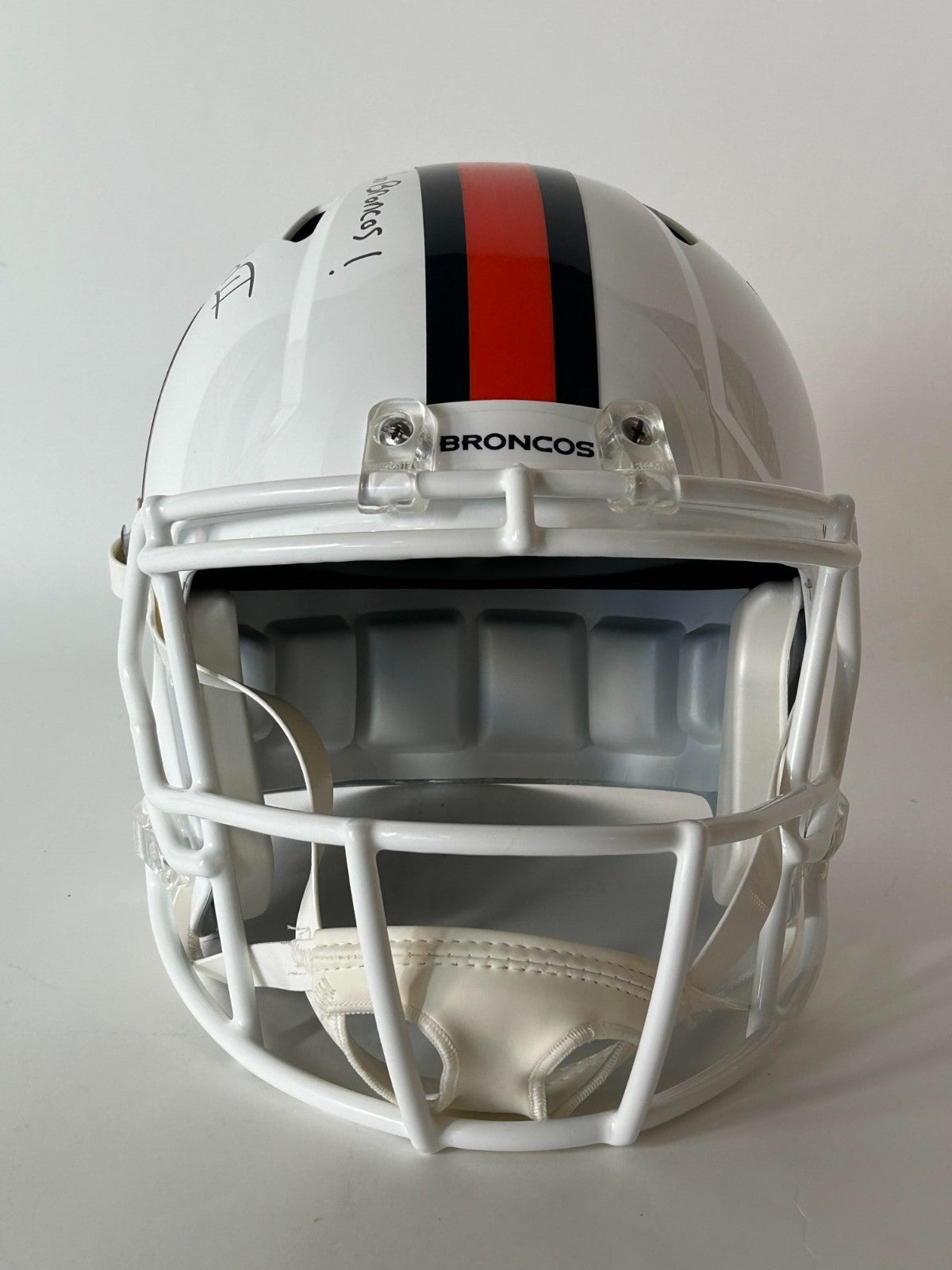 Patrick Surtain II Auto/Inscribed "Go Broncos" Replica Snowcapped Helmet BAS COA