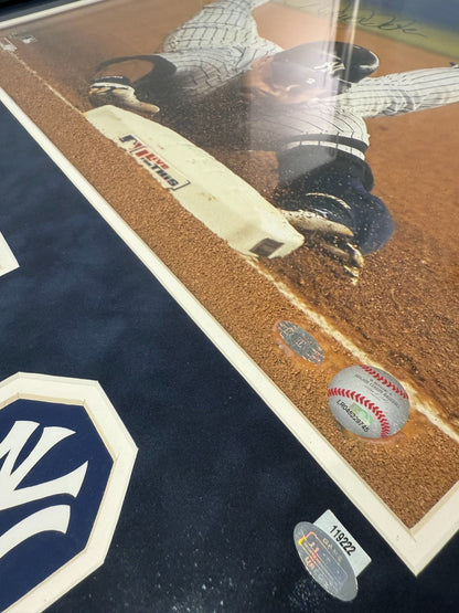 Derek Jeter Signed Autographed 16x20 Photo Framed w/ Game Used Dirt Steiner