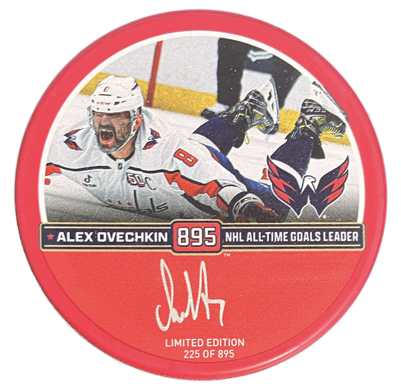Alexander Ovechkin Autographed Capitals 895th Goal Hockey Puck LE 895 Fanatics