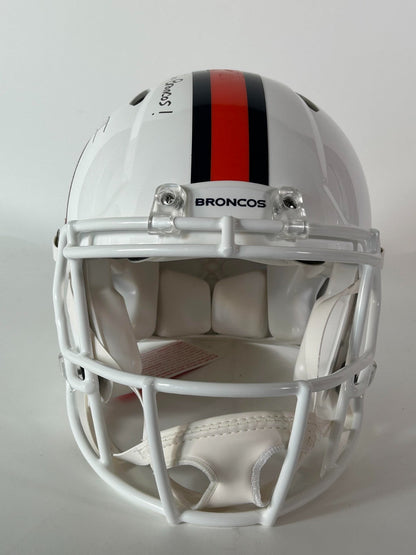 Patrick Surtain II Autographed/Inscribed "Go Broncos" Pro Snowcapped Helmet BAS