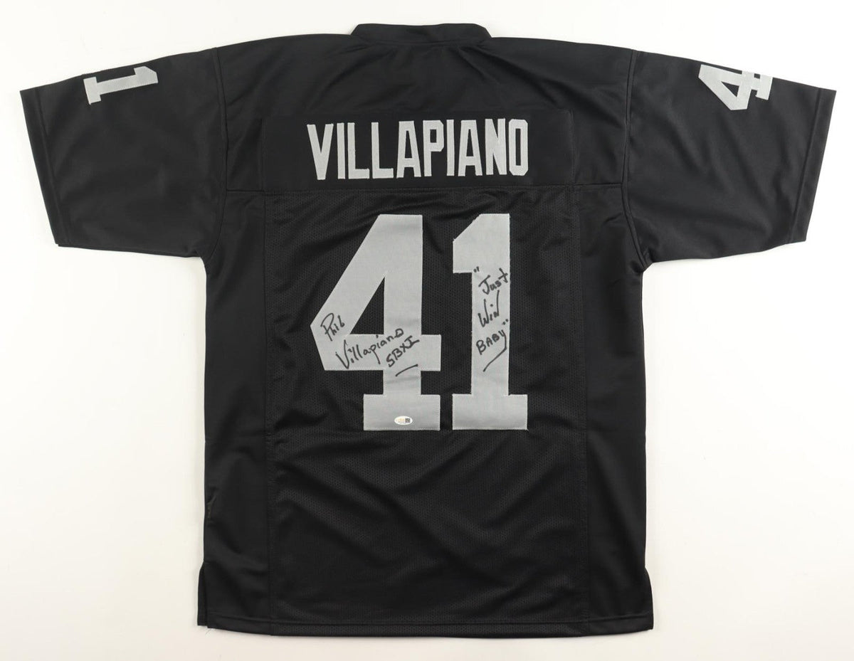 Phil Villapiano Signed Oakland Raiders Jersey Inscribed "SBXI & Just Win Baby"
