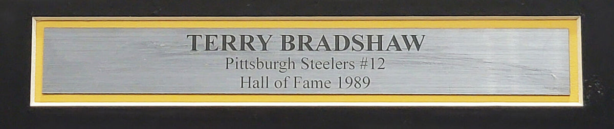 STEELERS TERRY BRADSHAW AUTOGRAPHED SIGNED FRAMED WHITE JERSEY BECKETT QR 209455