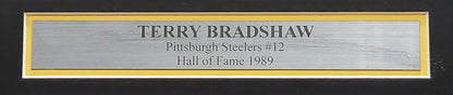 STEELERS TERRY BRADSHAW AUTOGRAPHED SIGNED FRAMED WHITE JERSEY BECKETT QR 209455